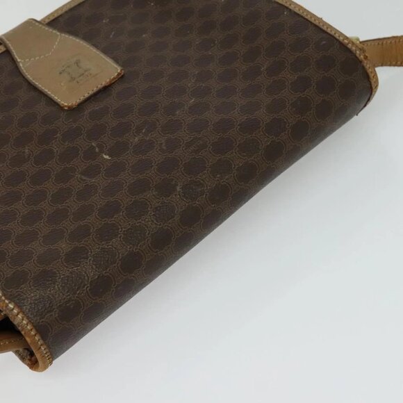 CELINE Macadam Canvas Shoulder Bag PVC Leather Brown Gold Auth sw561 - Picture 7 of 16